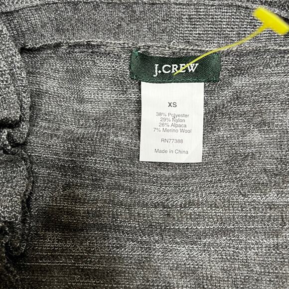 J.Crew gray ruffle deep V-neck cardigan Alpaca merino wool XS nwot - Picture 4 of 4